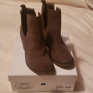 STEVE MADDEN SALENE TAUPE SUEDE BOOTIES SIZE 8